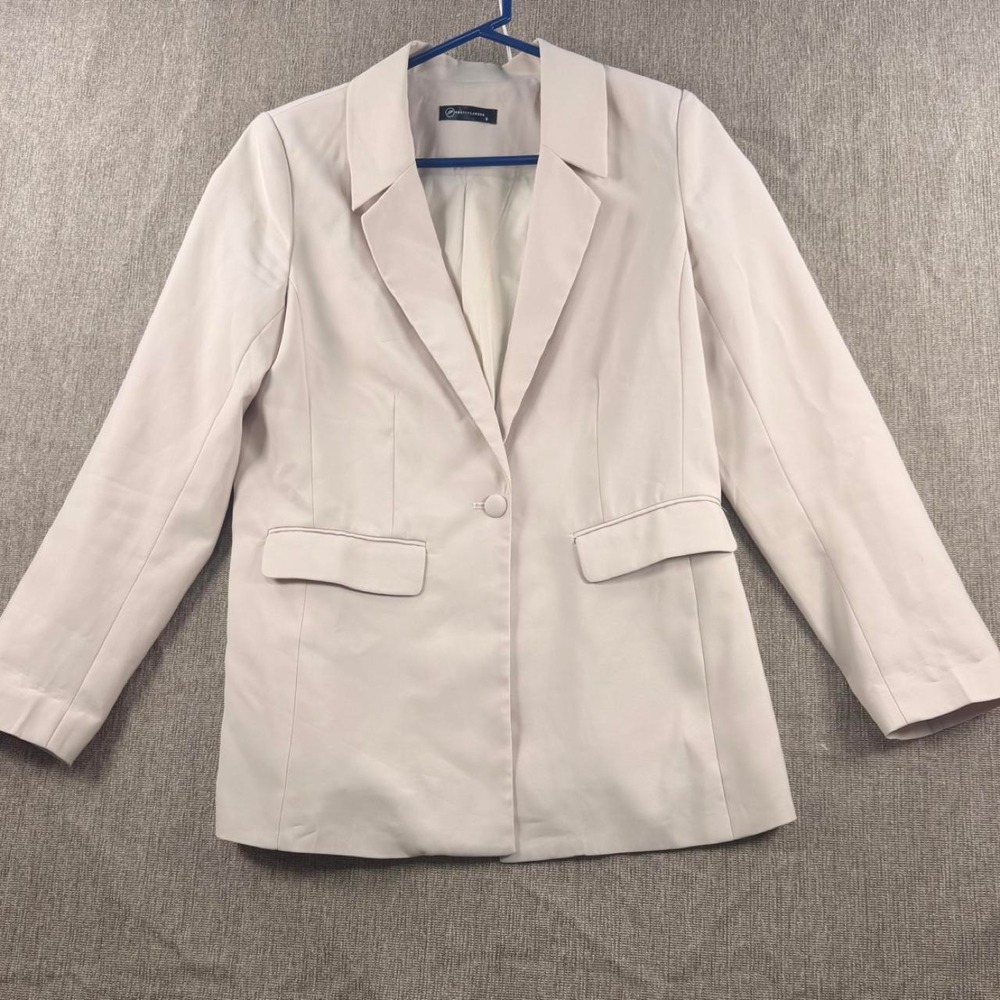 PRETTYGARDEN Womens Beige One Button Tailored Blazer Small Cream Workwear